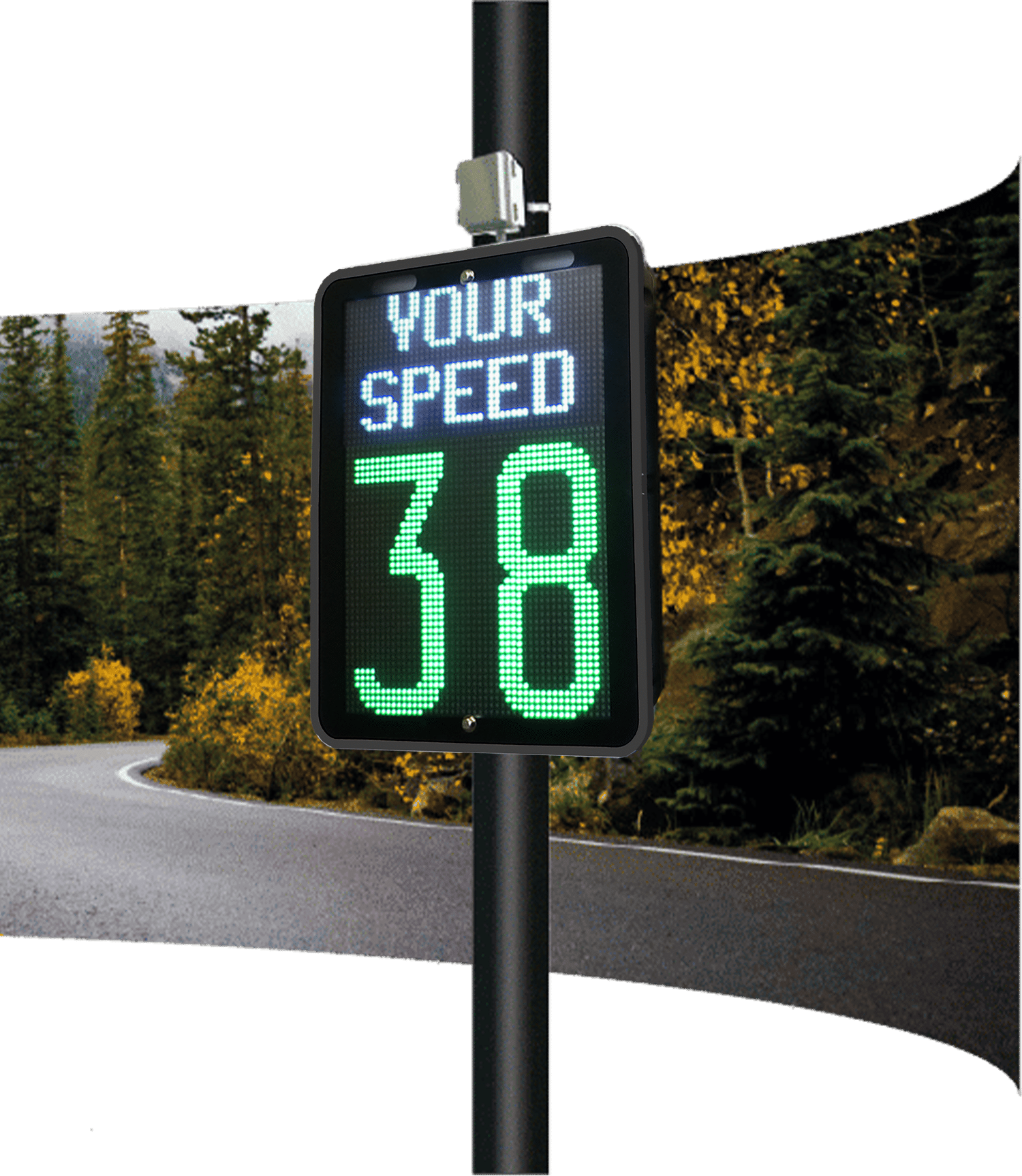 Kamelion-15 radar speed display roadside installation