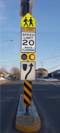 8" Smart Dual Flashing Beacon for School Zone - Signalisation électronique à DEL - THIN - Traffic Innovation