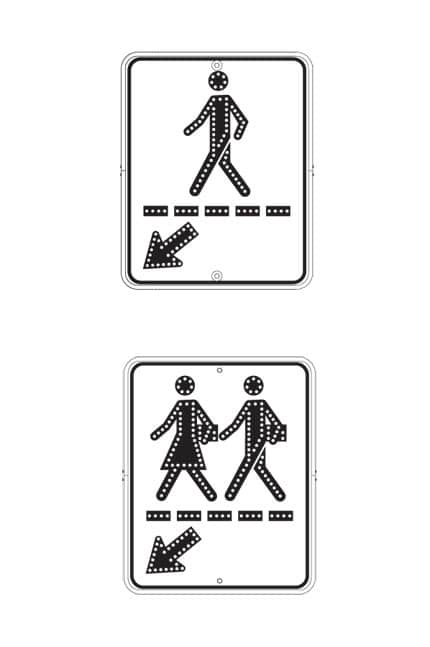 Road sign for pedestrian and school crosswalk P-270 - LED traffic signs - THIN - Traffic Innovation
