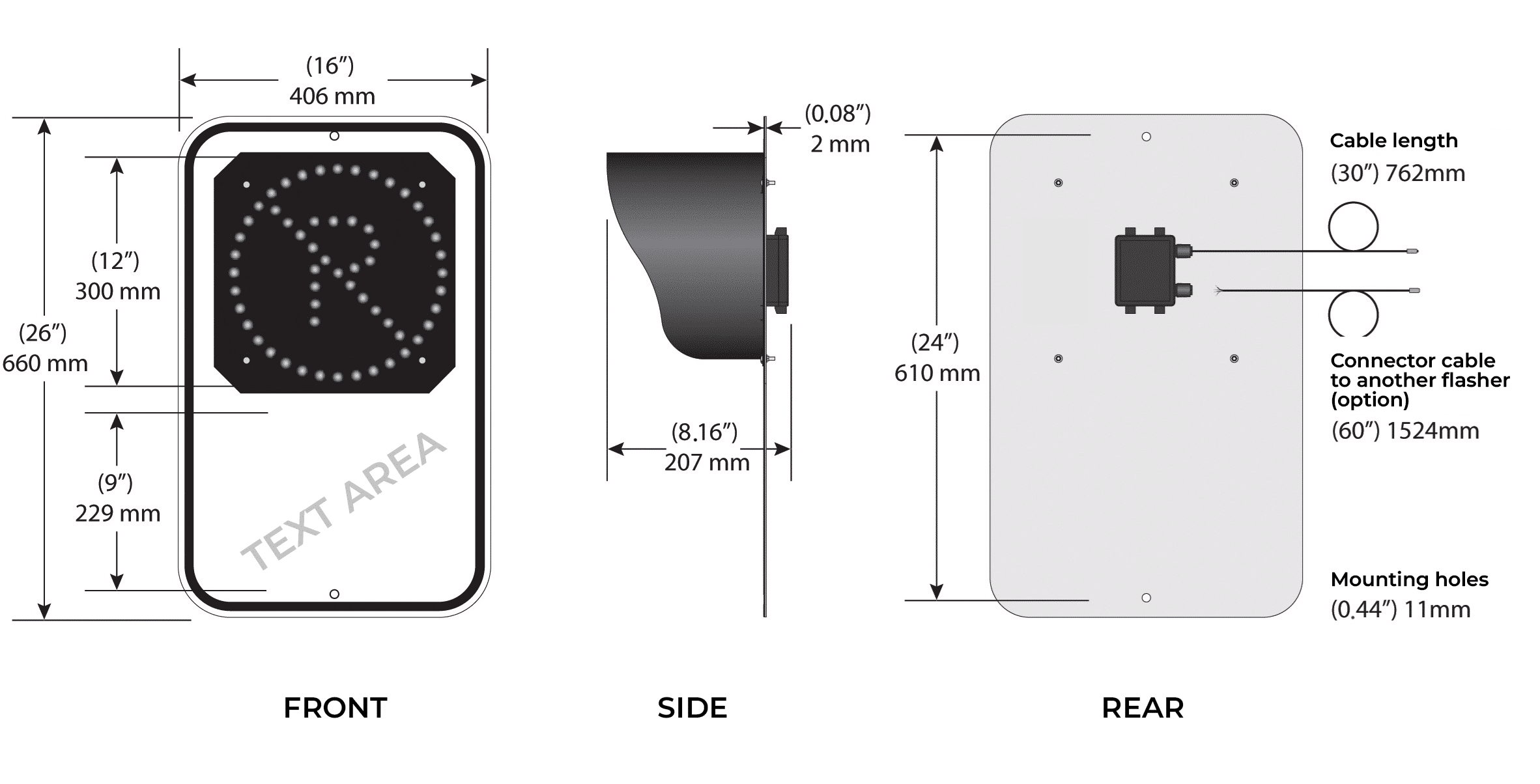 Technical specifications of the P-150-8 winter LED parking sign - Traffic Innovation