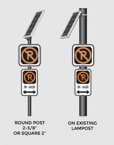 TraficInnovation-P-150-8-winter-LED-electronic-sign-Parking-management-Traffic-Innovation Types of installation for the P-150-8 winter LED electronic sign - Parking management sign - Traffic Innovation