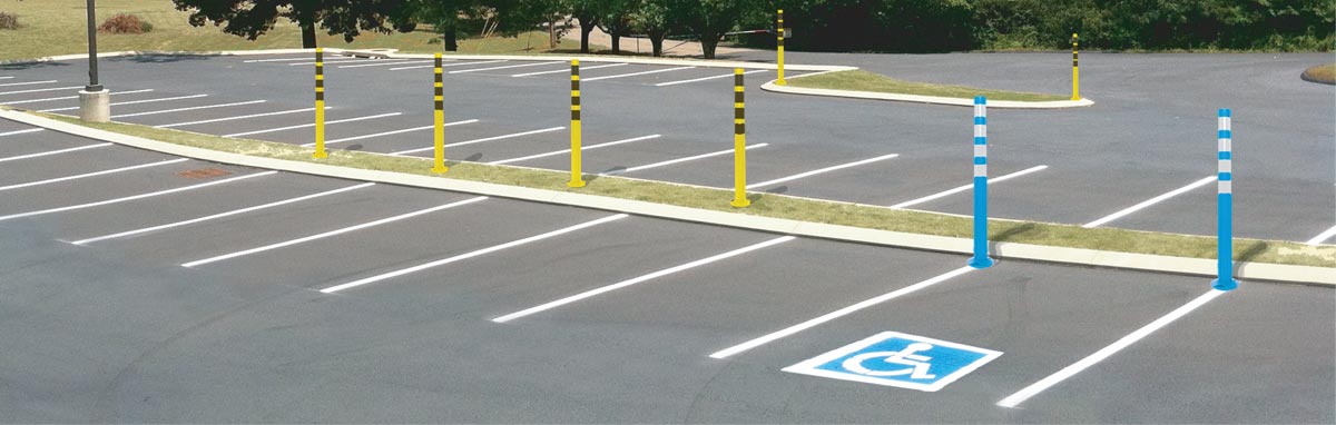DEFLEX flexible parking lot delineator - DEFLEX Bollards and delineators - Traffic innovation