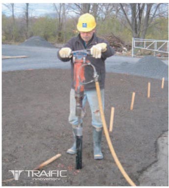 Installation of the buried sleeve anchor system - Bollards and sign posts - Traffic Innovation