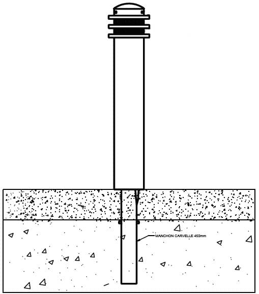 Technical specifications of the protective safety steel bollard BOPS-MC - Bollards and sign posts - Traffic Innovation