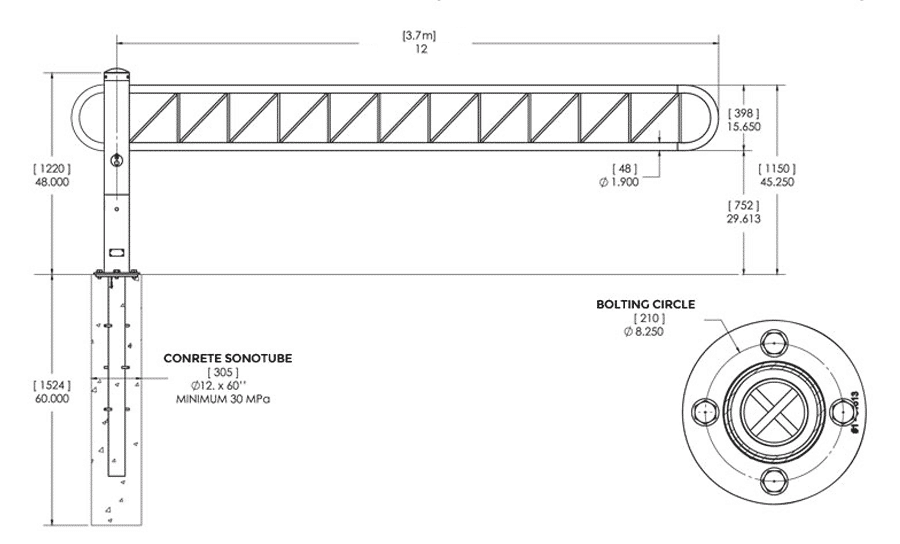 Technical specifications of the BCA parking lot security gate - Parking management sign - Traffic Innovation