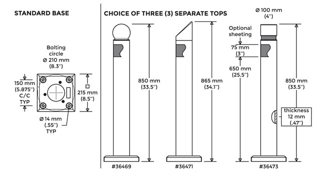 Technical specifications of the Decoflex flexible decorative bollard - DEFLEX road delineators and Bollards and sign posts - Traffic Innovation