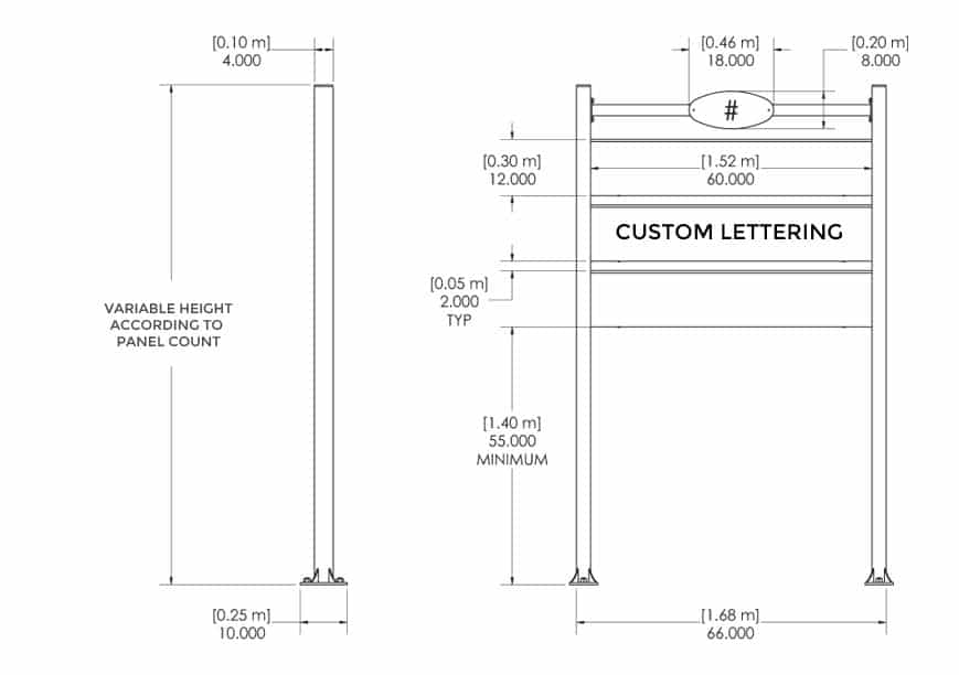 Technical specifications of the Modular wayfinding sign - Odonymic street names signs - Traffic Innovation