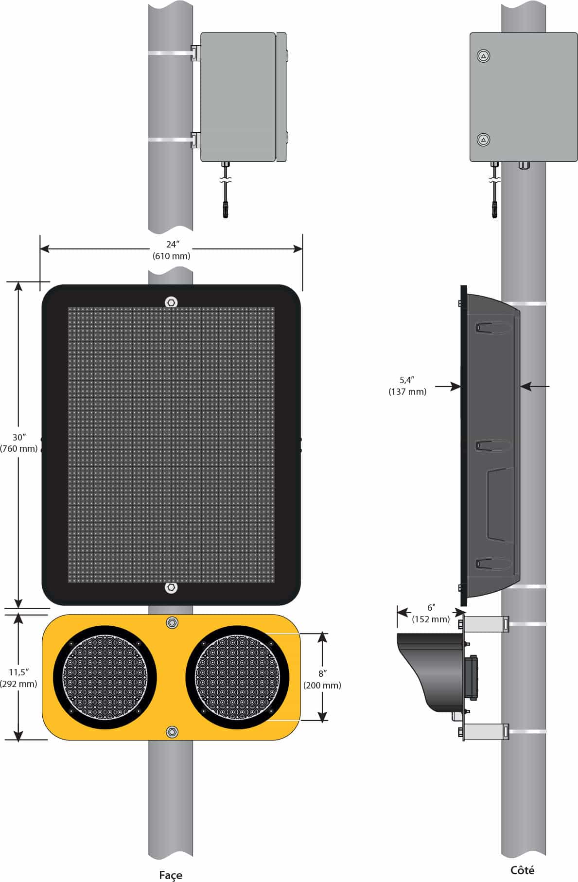 Technical specifications of the speed display sign Kamelion PLVV - Traffic Innovation