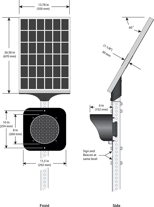 Technical specifications of the 8" Smart flashing beacon - Traffic Innovation