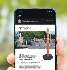 The Traffic Innovation website on a mobile screen - Smart signage and road safety - Traffic Innovation