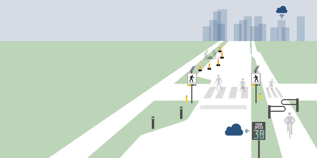 Safe and friendly road illustration with Traffic Innovation products