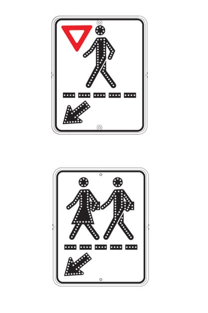 Road sign for pedestrian and school crosswalk P-270 - LED traffic signs - THIN - Traffic Innovation