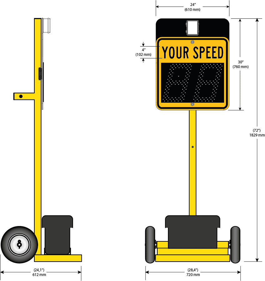 Technical specifications of the THIN-DOLLY Portable Speed Display - Traffic Innovation
