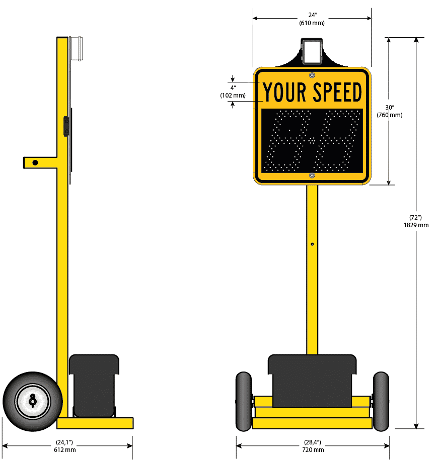 Technical specifications of the THIN-DOLLY Portable Speed Display - Traffic Innovation
